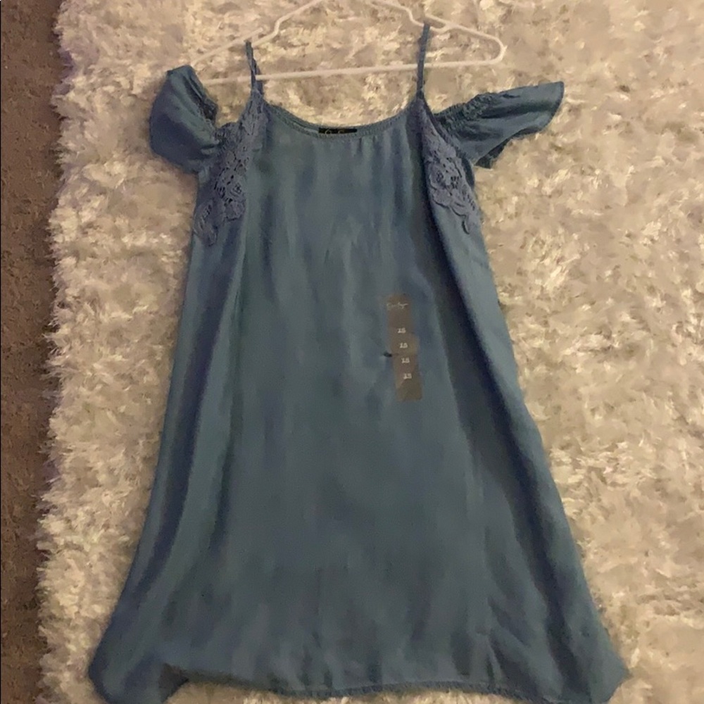 Denim off the shoulder dress